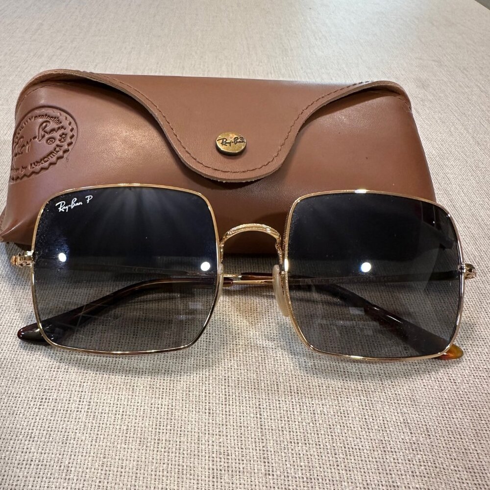 Ray-Ban Women's Sunglasses (Square Gold Frame) - New Condition